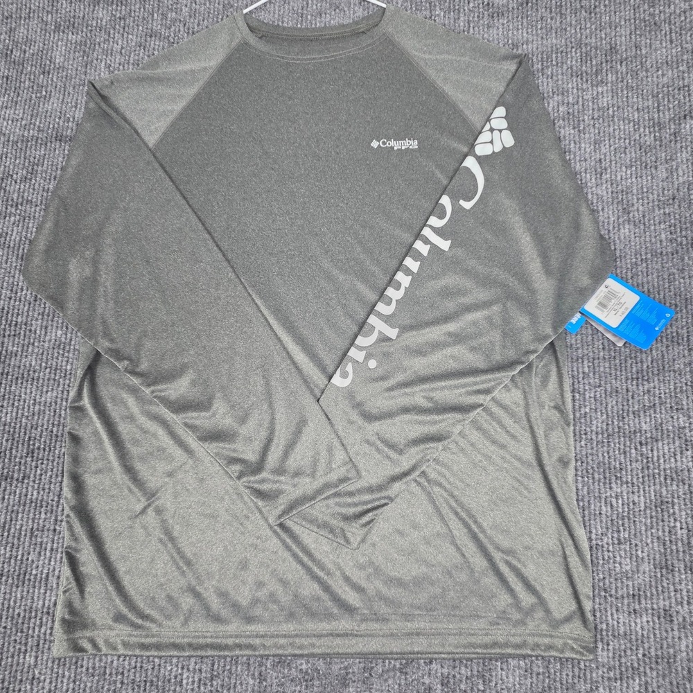 Columbia PFG Terminal Tackle LS Shirt Mens XL Grey Heather FM6094-036 UPF 40